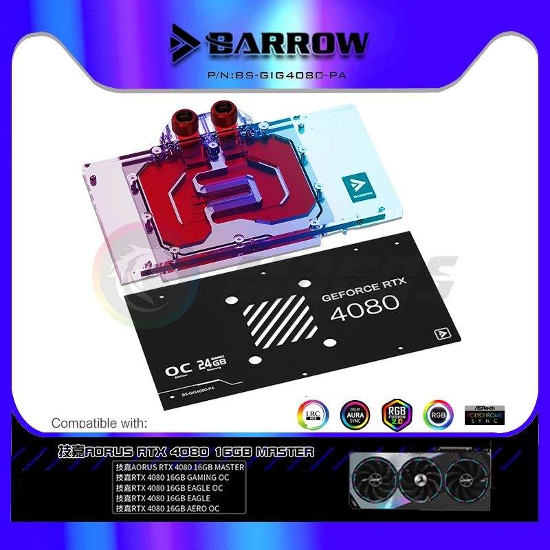 BARROW GPU Waterblok voor Giga - Rtx 4080 Water Cooling Block recensie en prijs